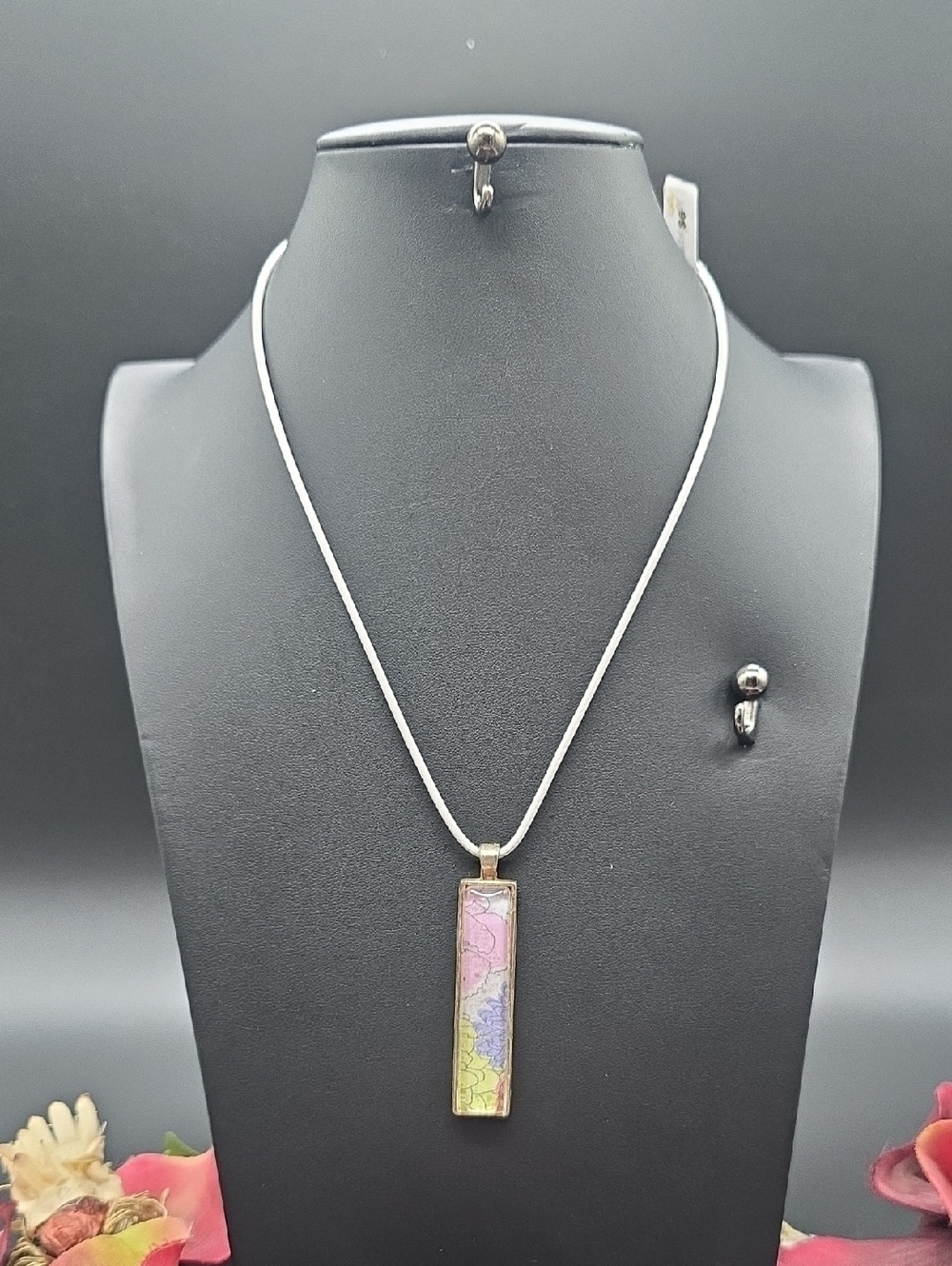 Handmade | Multicolor | Rectangular Glass Pendant | Necklace